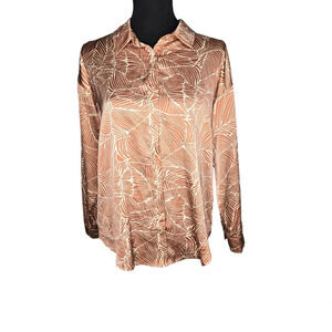 Blush Brown Satin Button-Up Top